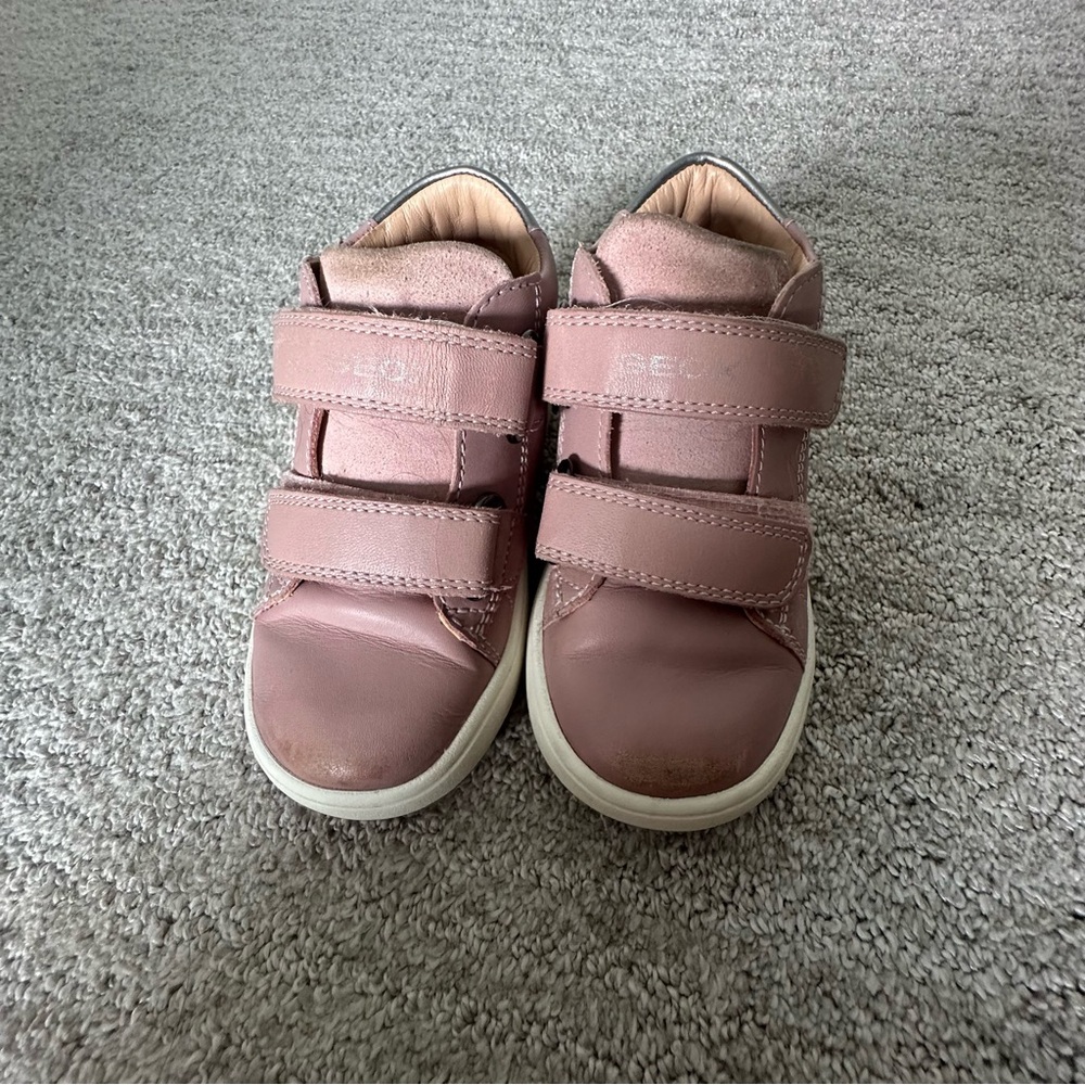 Kids Pink Velcro Sneakers Geox Leather 24